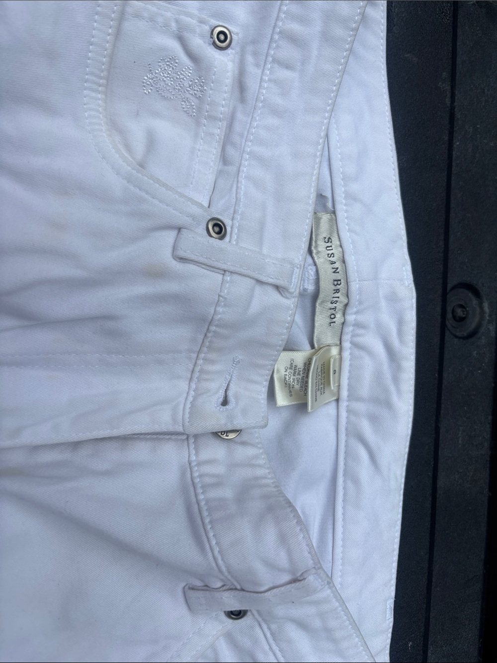 Susan Bristol Crisp White Cotton Jeans Size 8.